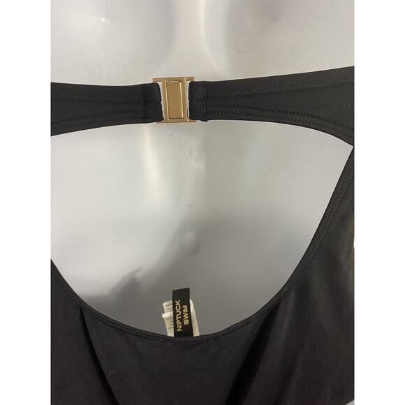 Nip Tuck One Piece Swimsuit Women’s Sz 6 US Black Laced Lattice Front Plunge - Picture 5 of 8